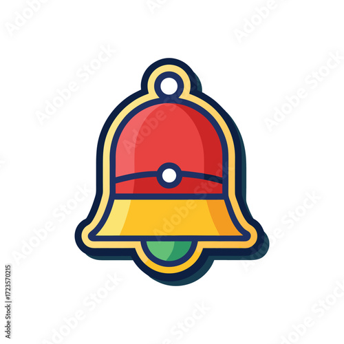 Christmas Bell Icon with Ribbon – Festive Holiday Vector Illustration