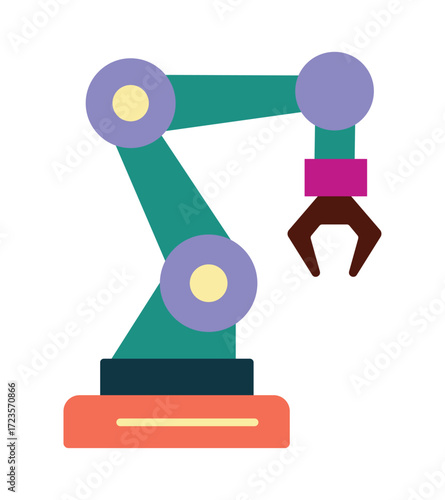 Industrial robotic arm icon. A colorful symbol for factory automation, modern manufacturing, and mechanical engineering technology.