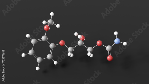 Photography methocarbamol molecule 3d, molecular structure, ball and stick model, structural