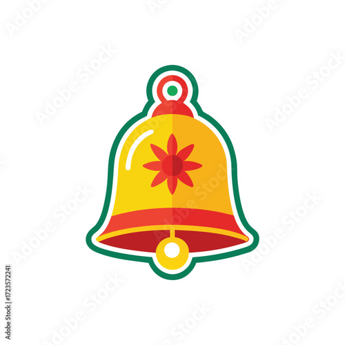 Christmas Bell Icon with Ribbon – Festive Holiday Vector Illustration