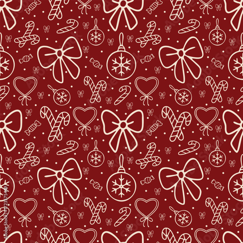 Festive Christmas Decorations Seamless Pattern