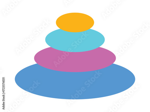 Colorful stacked stones icon representing balance, harmony, and meditation. Simple zen cairn graphic for spa and wellness concepts.