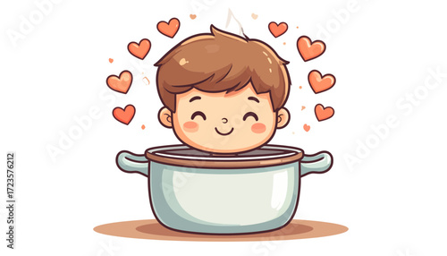 Adorable soup pot character