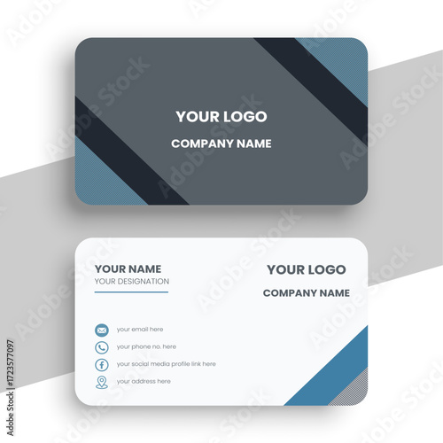 Elegant Grey and Blue Business Card Template Print Ready