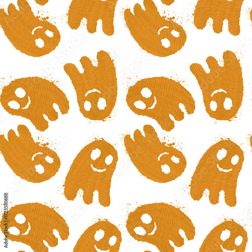 seamless pattern with ghost. hand drawn illustration. halloween pattern.