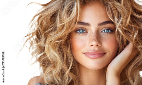 Wavy Hair Portrait on Transparent Background