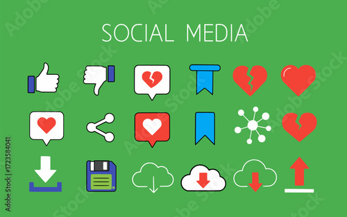 Vector set of social media icons. Modern communication symbols collection for web design and marketing materials.