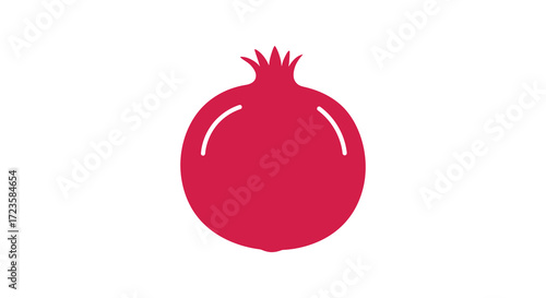 Rich red pomegranate fruit illustration with simple bold design silhouette