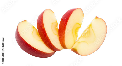Fresh red apple slices arranged neatly, ready for healthy eating or baking