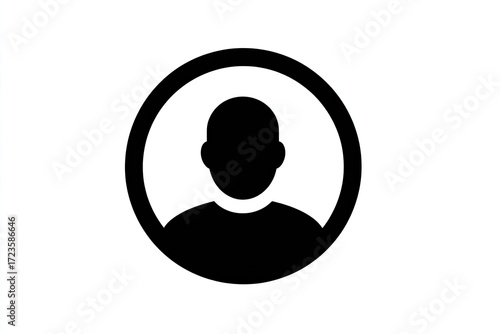 Simple black silhouette of a person's head and shoulders inside a circle