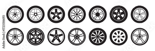 modern car wheel vector illustration of rim designs tire tread and spoke variations