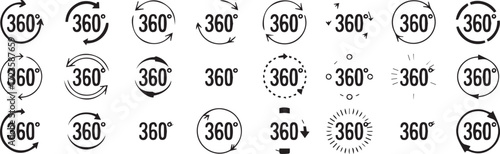 360 rotation icons bundle vector circle spin graphics for interface design flat lineal premium modern ai eps jpeg png