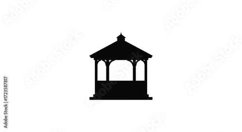 Classic gazebo structure against a white backdrop a striking silhouette
