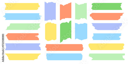 Colorful tape and sticker paper collection with scotch scrapbook vector style
