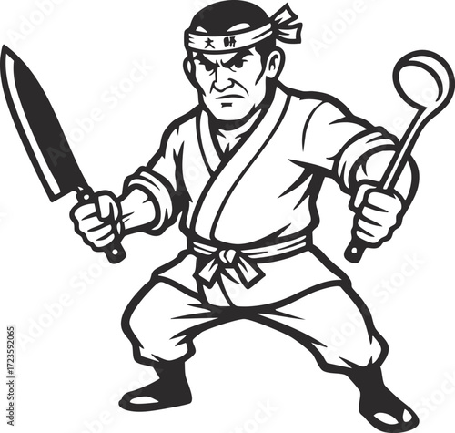 Japanese chef vector illustration 