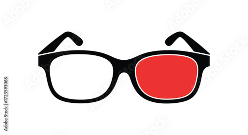 Stylish eyewear with red and white lenses a modern graphic silhouette