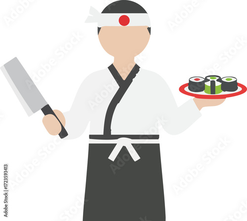 Japanese chef vector illustration 