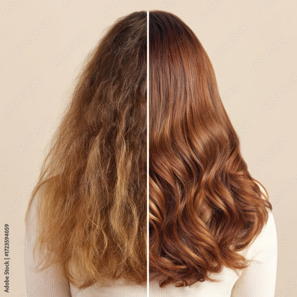 Naklejka premium Healthy hair transformation before and after