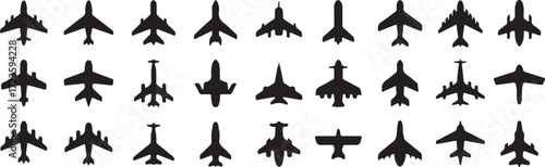 aircraft silhouettes high detail vector pack plane jet overhead perspective aviation graphic design elements ai eps png
