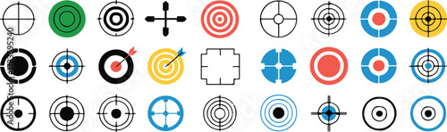 collection of 27 vector crosshair icons for ui and gaming reticle designs