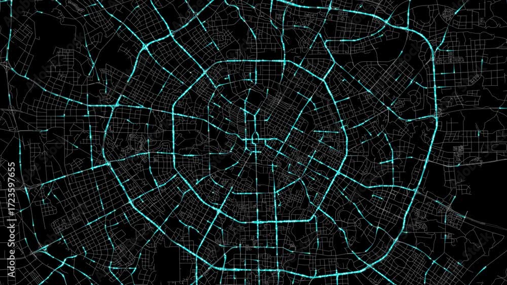 Urban Traffic Flow Map Simulation in Chengdu, China, GPS Smart city ...