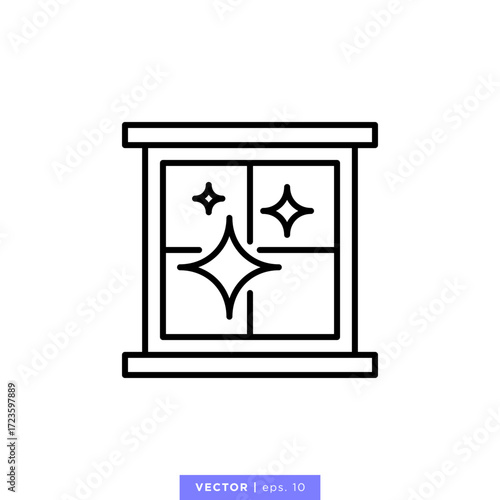 Clean window icon vector illustration design template. Editable stroke.
