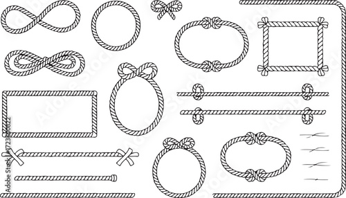 Nautical Rope Collection Knotted Marine Cordage Decorative Border Elements Maritime Themed Graphic Assets