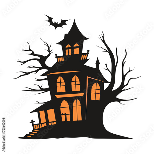 halloween castle with bats