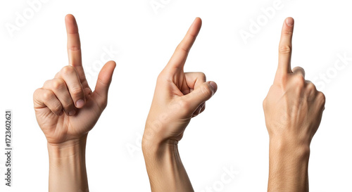 Three Hands Pointing Up Fingers Extended Reaching for the Sky Gesture of Unity Direction and on transparent background
