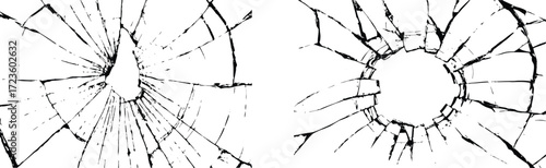 Glass crack Vector collection on transparent. cracked glass effects featuring jagged broken lines, impact cracks, fissures, and smashed textures. Ideal for graphic design, realistic art, and digital.