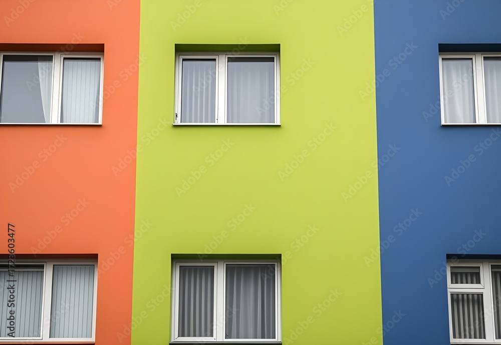 Fototapeta premium Colorful building facade with windows