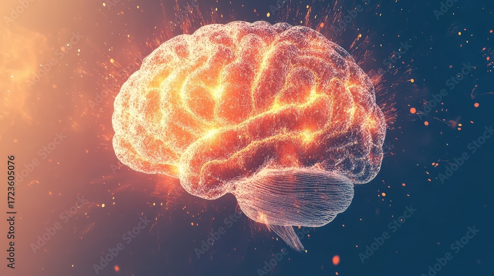 Obraz premium visualization smooth gradient style brain scan explosion view