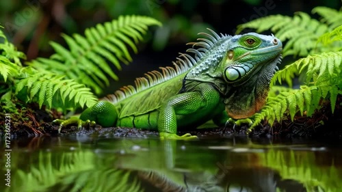Majestic Green Iguana in Lush Tropical Habitat