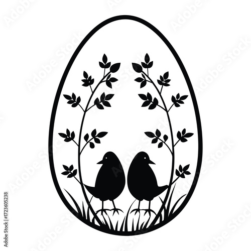 vector illustration of an easter egg with birds