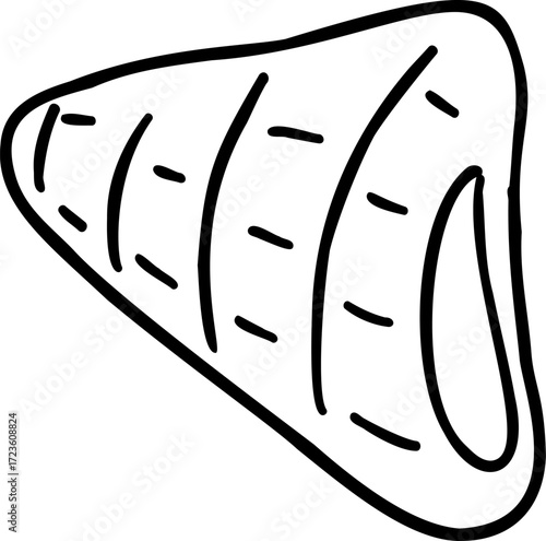Black and white outline drawing of a stylized steak