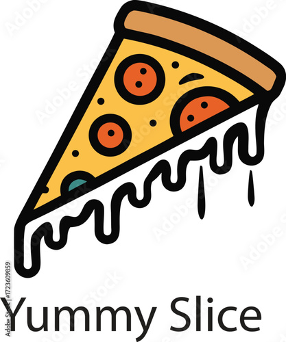 This collection of black and white image depicts illustration of pizza, showing toppings and slice.