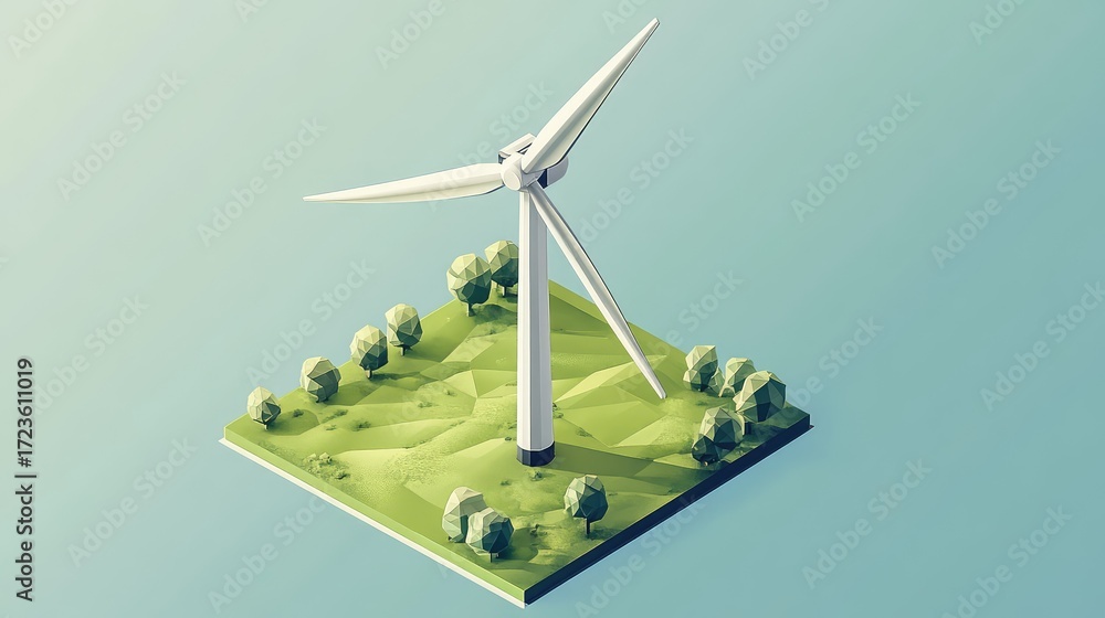 Obraz premium 3d isometric style transforming wind turbine