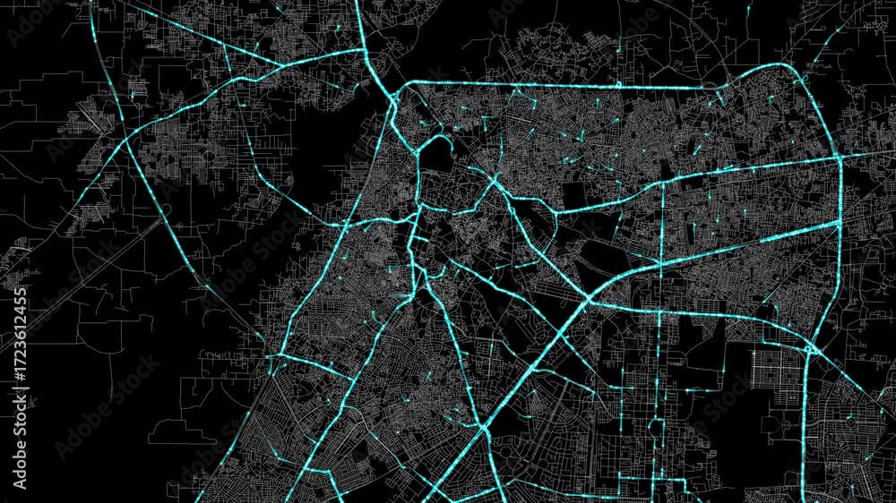 Urban Traffic Flow Map Simulation in Lahore, Pakistan, GPS Smart city ...