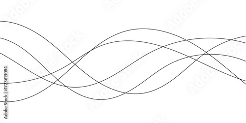 Wallpaper Mural Thin line wavy background. Abstract black lines wave curve motion on white background vector. Red abstract wave thin curved lines graphic for design, coloring abstract thin wave Torontodigital.ca