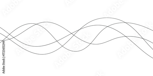 Wallpaper Mural Thin line wavy background. Abstract black lines wave curve motion on white background vector. Red abstract wave thin curved lines graphic for design, coloring abstract thin wave Torontodigital.ca