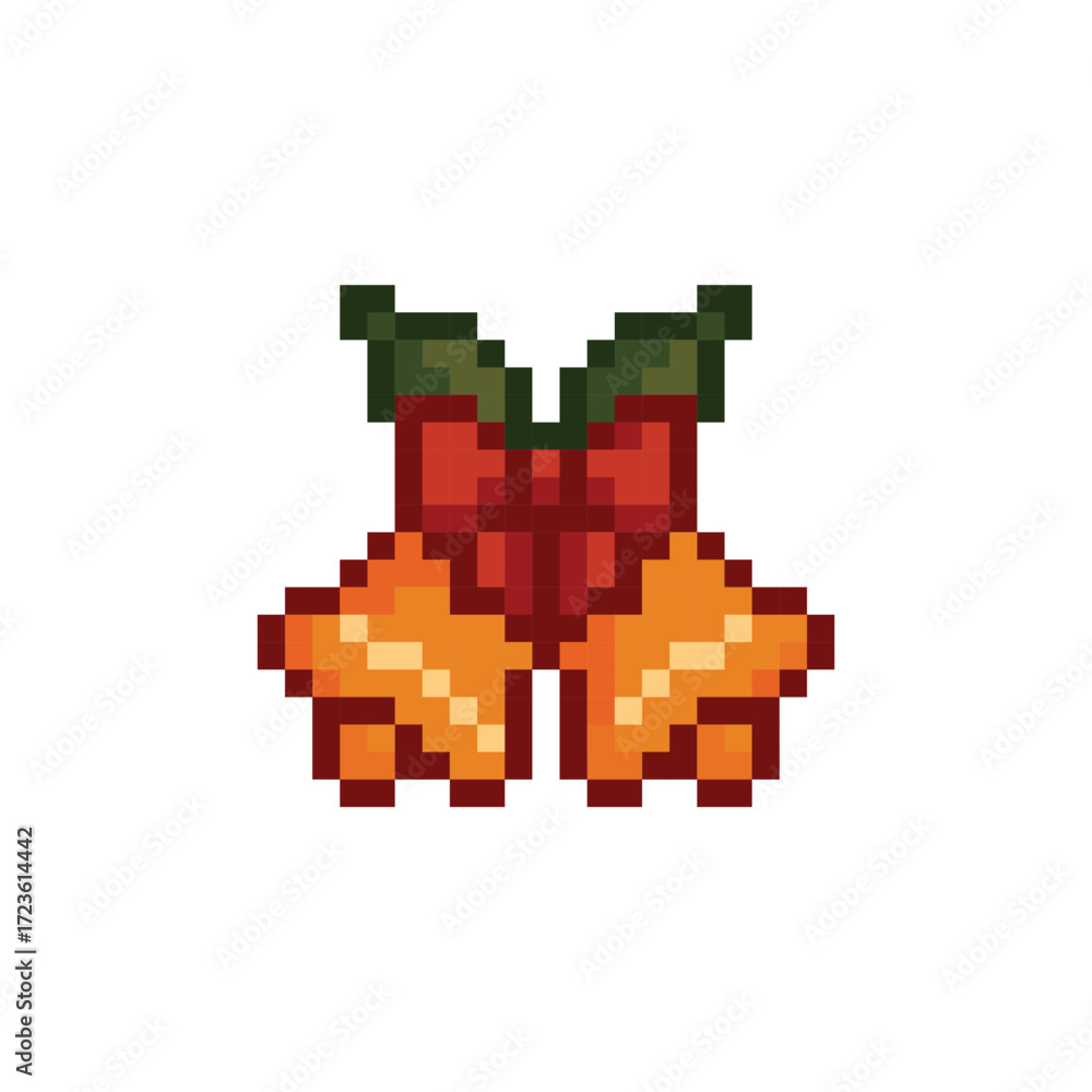 Fototapeta premium pixel art christmas bell vector icon pixel element for 8 bit game