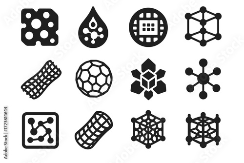 Nanochip lattice molecular set structure vector nanoshell crystalline icon nanoporous nanomaterial material