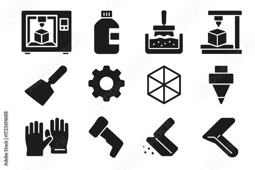 Printer additive print icon icons assembly model plate build resin vector manufacturing
