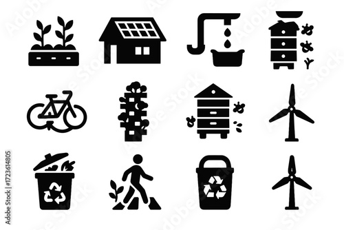 Pipe bin energy system icon city vector plot urban ecology community walkway