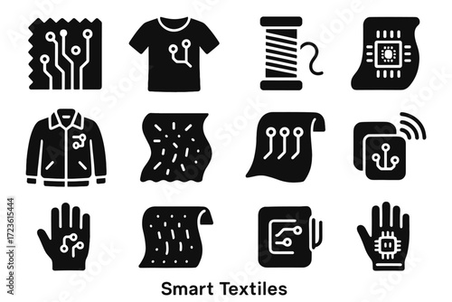 Shirt chip cloth conductive smart textile fabric icon pattern icons textiles vector