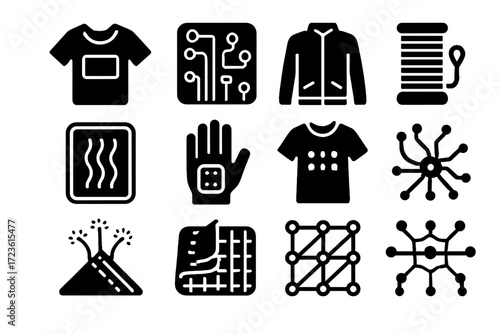Connected textile icons conductive cloth design nodes smart heating textiles icon patch