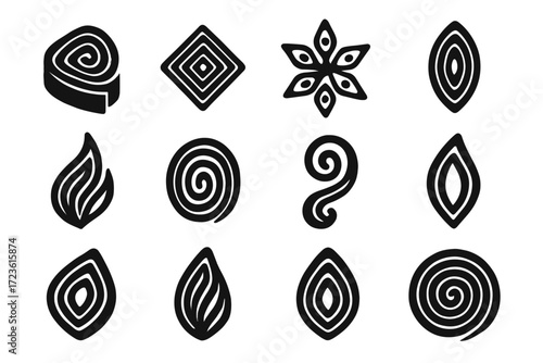 Shape folded pinched spiral teardrop paper swirl icons icon concentric quilling marquise