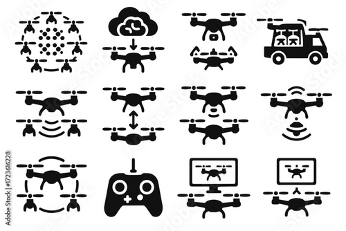 Ring perimeter icon updater vector swarm distribution drone integration sensor