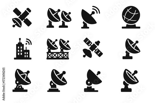 Icons gps wave satellite icon vector dish radar comms advanced emergency antennas