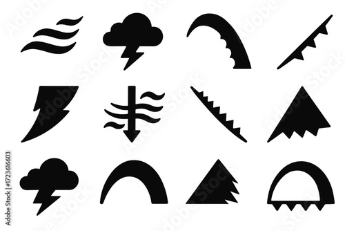 Icon thunder storm edge angular jagged atmospheric divider icons system front vector
